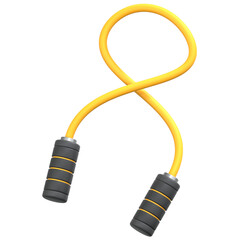 Yellow Jump rope 3D Icon Illustration. Low Poly Style