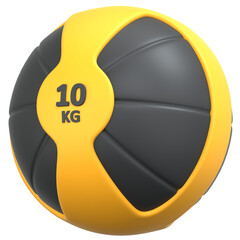 Medicine ball 10 kilogram 3D Icon Illustration. Low Poly Style