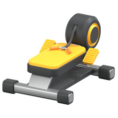 Yellow Rowing machine 3D Icon Illustration. Low Poly Style