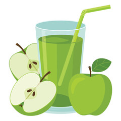 Green Apple Juice and Fresh Apple Slices