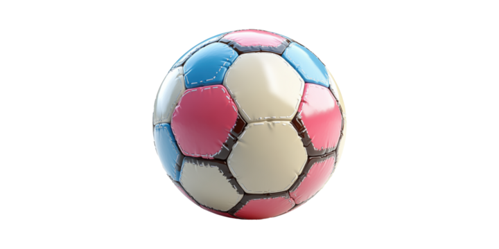 Colorful Soccer Ball With Pink, Blue, And Panels. Vibrant Design For Sports Enthusiasts Isolated On Transparent Background