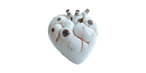 Futuristic Mechanical Heart Design. Symbol Of Advanced Technology And Artificial Intelligence Isolated On Transparent Background