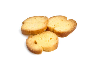 Golden Bruschetta Chips Isolated on White Background