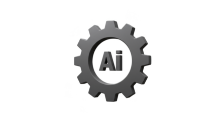 3D Render of AI Gear Cog Symbol Artificial Intelligence Technology