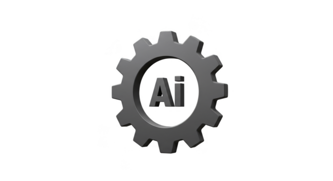 3D Render of AI Gear Cog Symbol Artificial Intelligence Technology