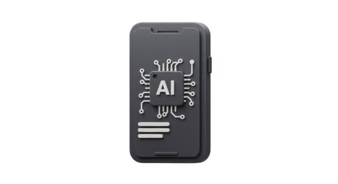3D Render Mobile AI Technology Digital Innovation on Transparent