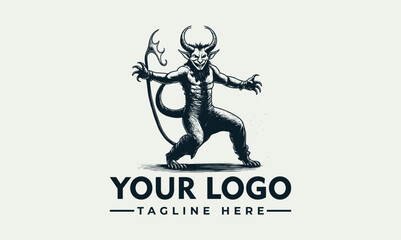 Vintage-style logo featuring a demonic figure in a dynamic pose.