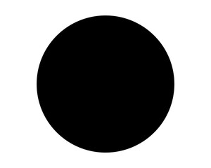 A solid black circle centered against a pure white background space