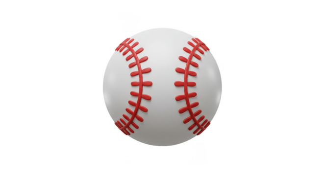3D Render of Baseball Ball White with Red Seams Isolated