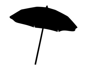 Striking silhouette of a beach umbrella providing shade in summertime vacation © Laboni
