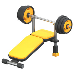 Yellow Weight bench 3D Icon Illustration. Low Poly Style