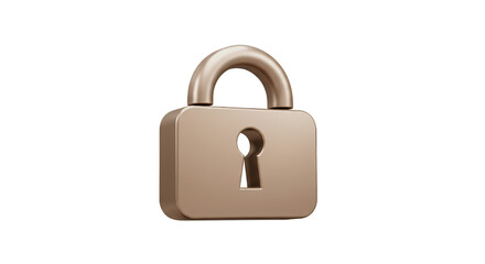 3D Rendered Golden Lock Shows Security Data Encryption Technology