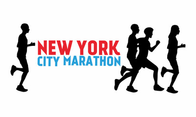 New York City Marathon background, with silhouettes of runners. Suitable for t-shirt graphics, posters, prints, flyers, and postcards.