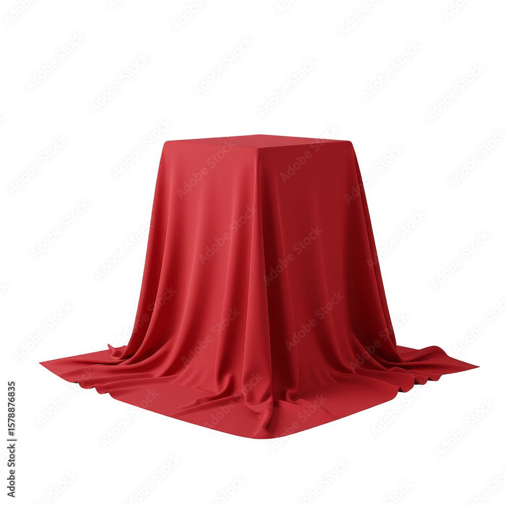 Poster 3d rendered red fabric covering object isolated transparent background