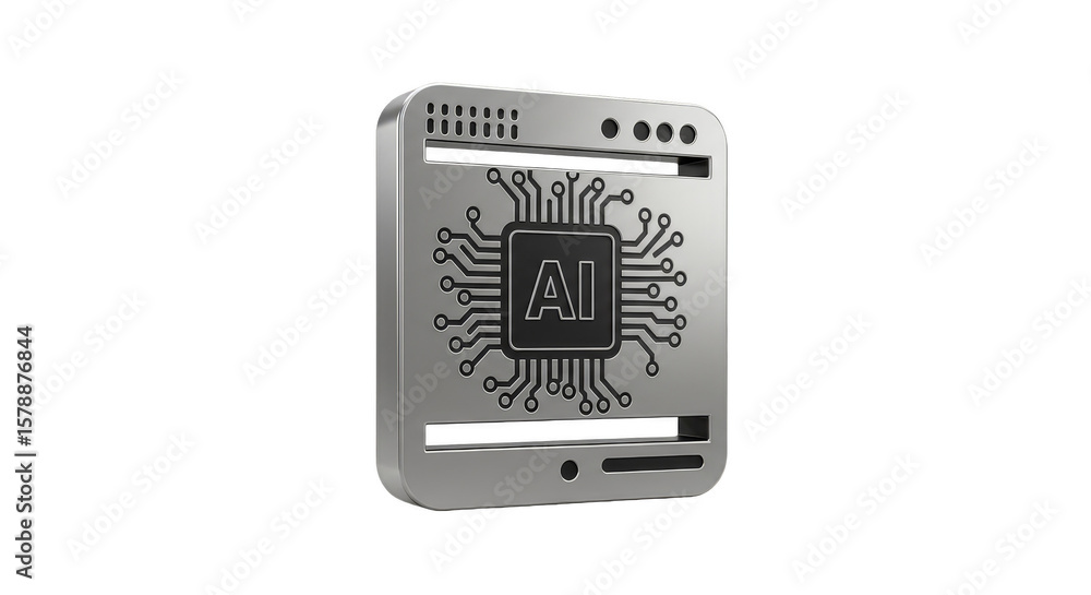 Poster 3d render of an ai chip for modern technology and innovation