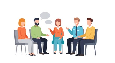 A group of people are having a business meeting isolated on white background