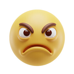 Fototapeta premium 3d Rendered Angry Emoji Face Isolated on Transparent Background