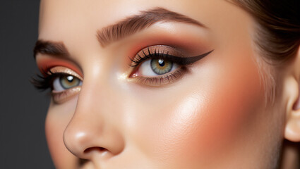 Obraz premium Close-up of a woman with delicate makeup