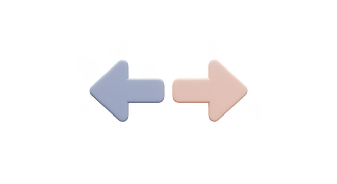 3D Rendered Left and Right Arrows Directional Signs Navigation Icons