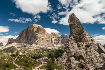 Majestic Cinque Torri Rocks in the Alps of Northern Italy