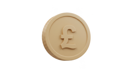 3d Rendered Pound Coin For Wealth Finance Investment Transparent BG