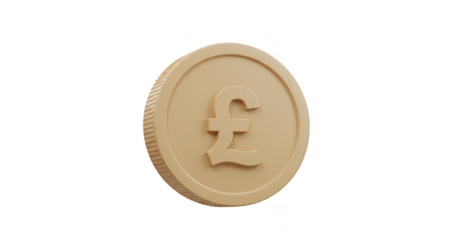 3d Rendered Pound Coin For Wealth Finance Investment Transparent BG
