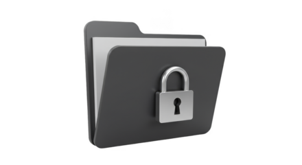 3d Rendering of a Secured Black Folder with Padlock for Data Privacy