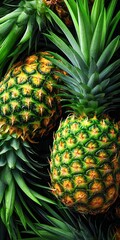 Green pineapples, dark spikes