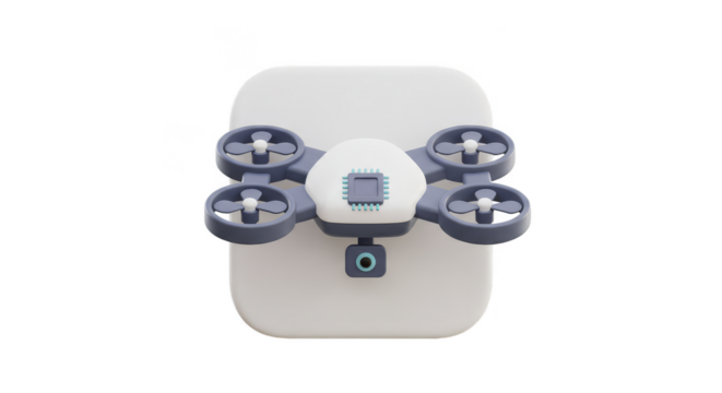 3D Rendering of an Autonomous Drone with a Transparent Background - Powered by Adobe