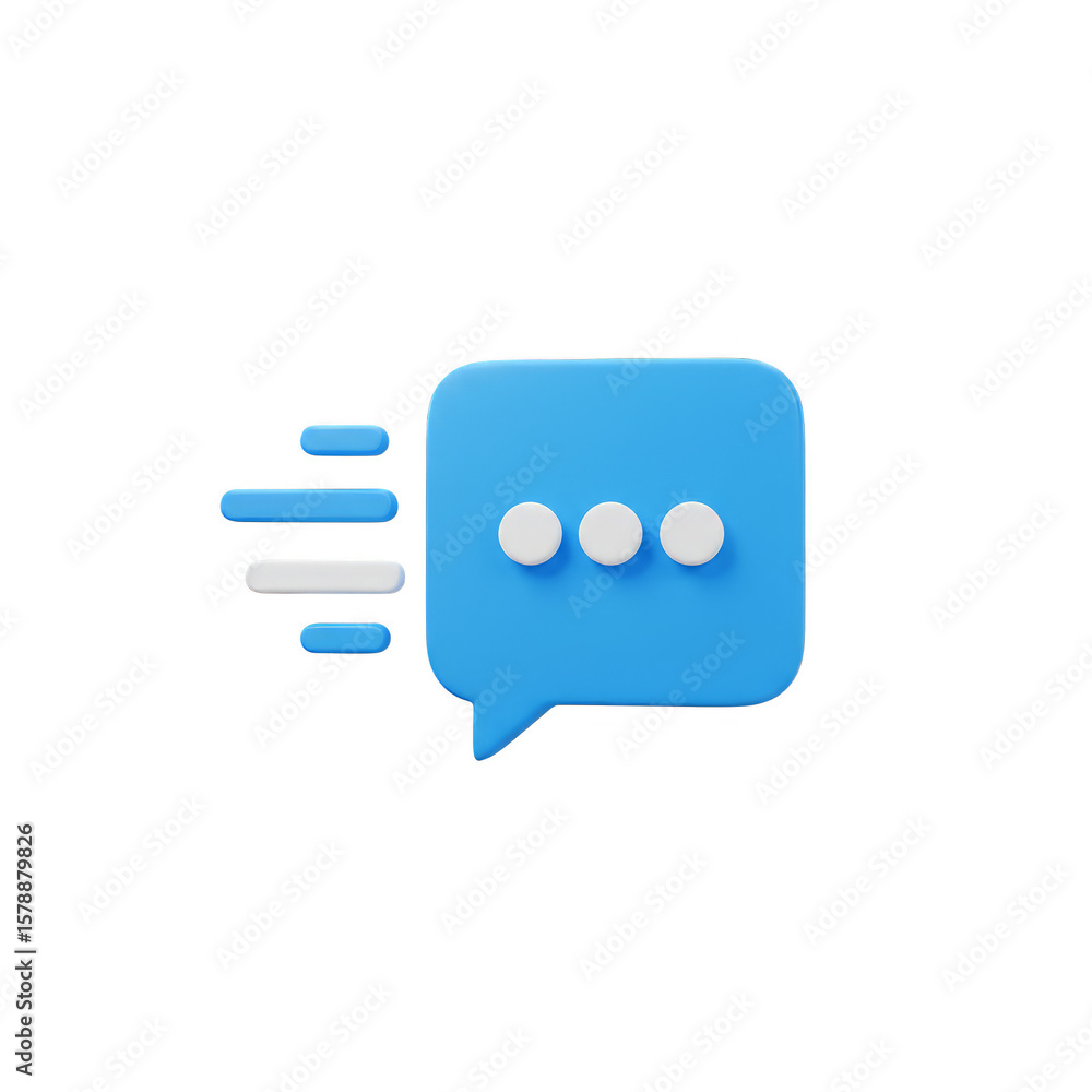 Poster 3d rendering blue chat bubble icon communication message dialog