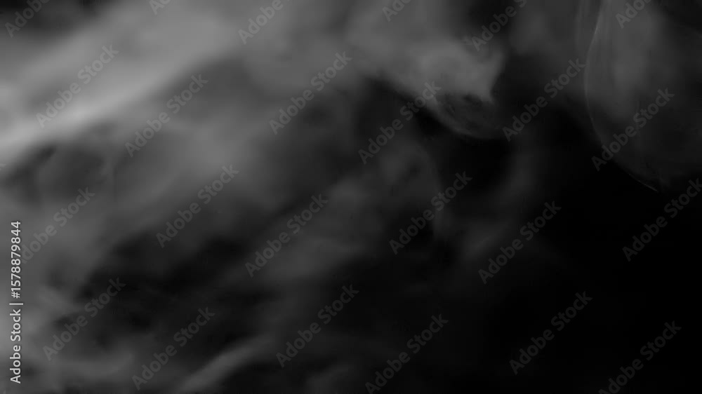 Poster an abstract representation showcasing dynamic smoke forms that craft a visually captivating monochro