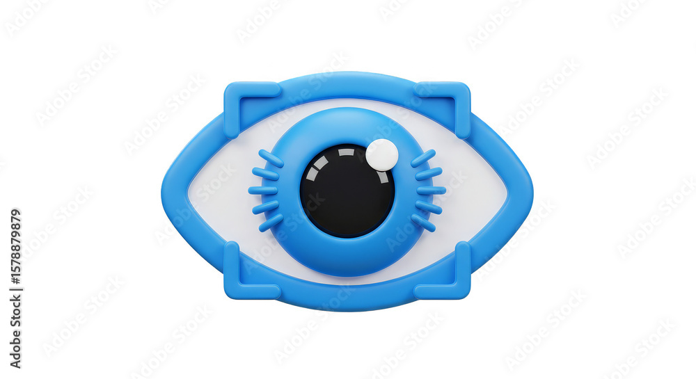 Poster 3d rendering blue eye scan technology and artificial intelligence