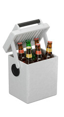 3D Render Portable Cooler Full of Refreshment Beverages Isolated