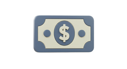 3D Rendered Illustration of a Dollar Bill with Transparent Background