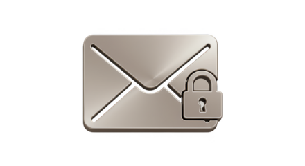 3D Rendered Locked Silver Email Securing Confidential Data