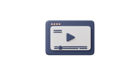 3D Rendered Play Button Interface Video Browser Isolated