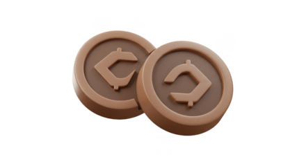 3D Rendered Brown Cryptocurrency Coin Stack Isolated on Transparent PNG