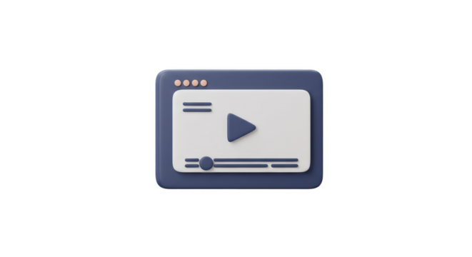 3D Rendered Play Button Interface Video Browser Isolated