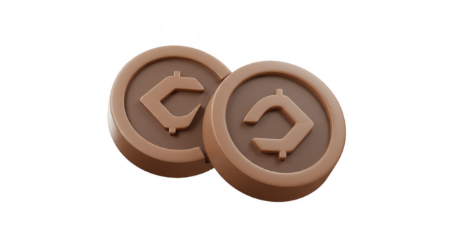 3D Rendered Brown Cryptocurrency Coin Stack Isolated on Transparent PNG