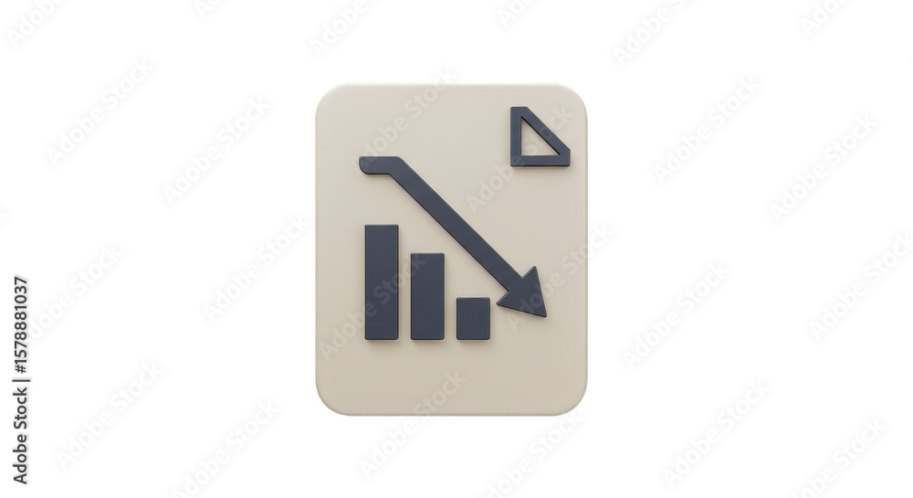 Poster 3d rendered data report icon with downward arrow transparent bg