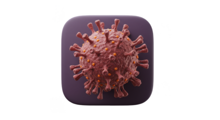 3D Rendered Coronavirus Cell Illustration on Transparent Background