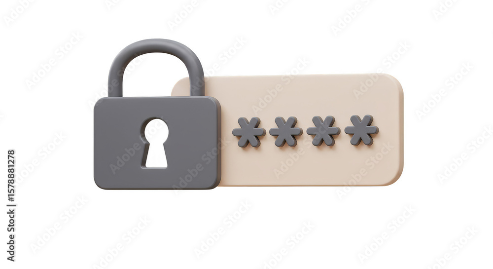 Aufkleber 3d rendered padlock security password lock privacy on transparent bg