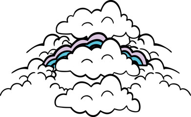 "Whimsical Cloud Rainbow Illustration – Dreamy Sky Art"