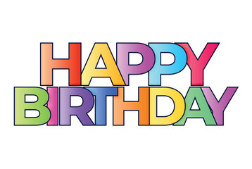 Gradient Colors  Happy Birthday Fonts, Colorful Birthday wish vector letters