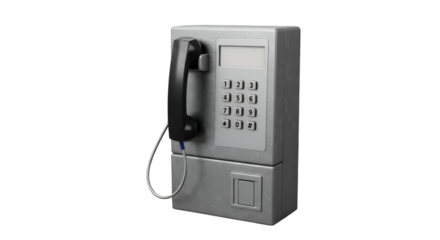 3D Rendered Public Payphone Telephone For Communication With Silver Metal