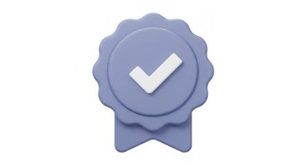 3D Rendered Verified Check Mark Badge for Quality Approval