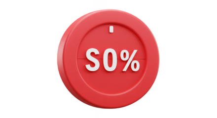 3D Rendered Red 80 Percent Discount Promotion Transparent Background