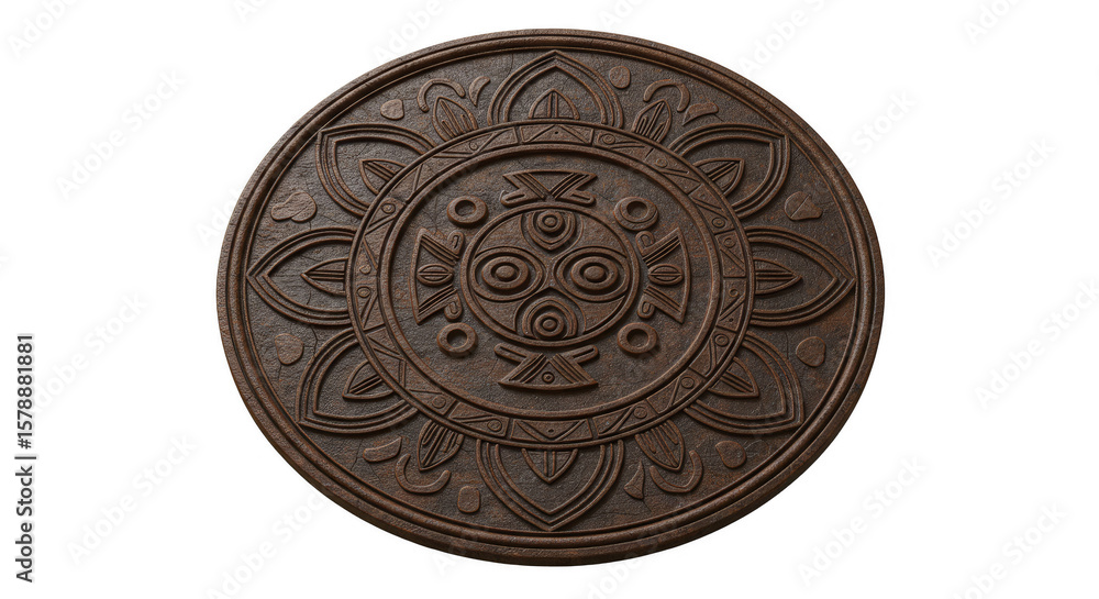 Aufkleber 3d rendering ancient round texture pattern art isolated background