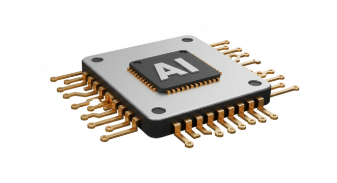 3D Rendering AI Chip Modern Tech Processor on Transparent Background
