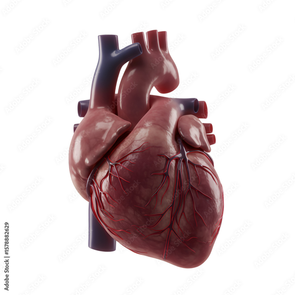 Poster 3d rendering heart anatomy isolated organ on transparent background